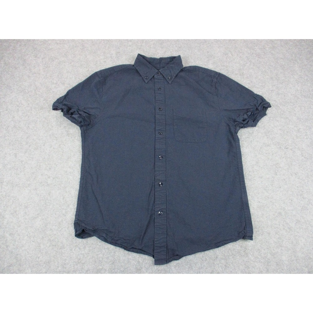Quince Shirt Mens Small Blue Seersucker Button Down Short Sleeve Pocket Casual